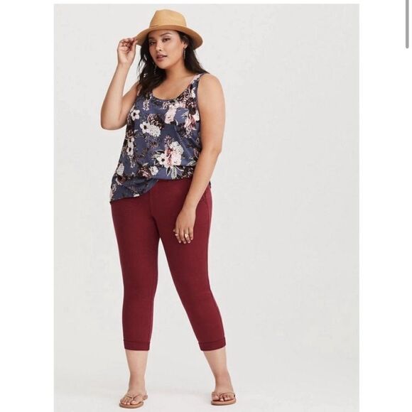 Torrid Cropped Military Pant - Pinot Noir Wash Plus Size 12 - Picture 2 of 16